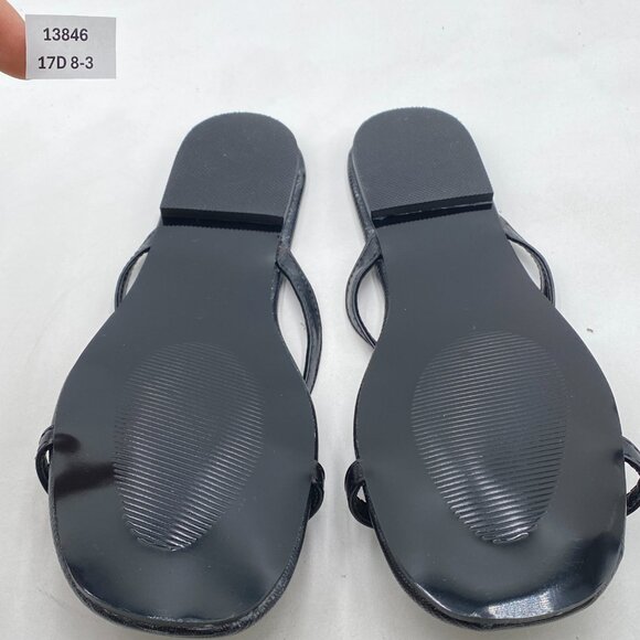 Pazzion Black Square Open Toe Flats Sandals Slip On Backless Flip Flops Shoes - Picture 7 of 8